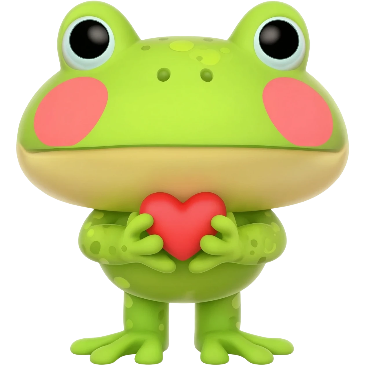 happy pacmacn frog holding a heart emoji