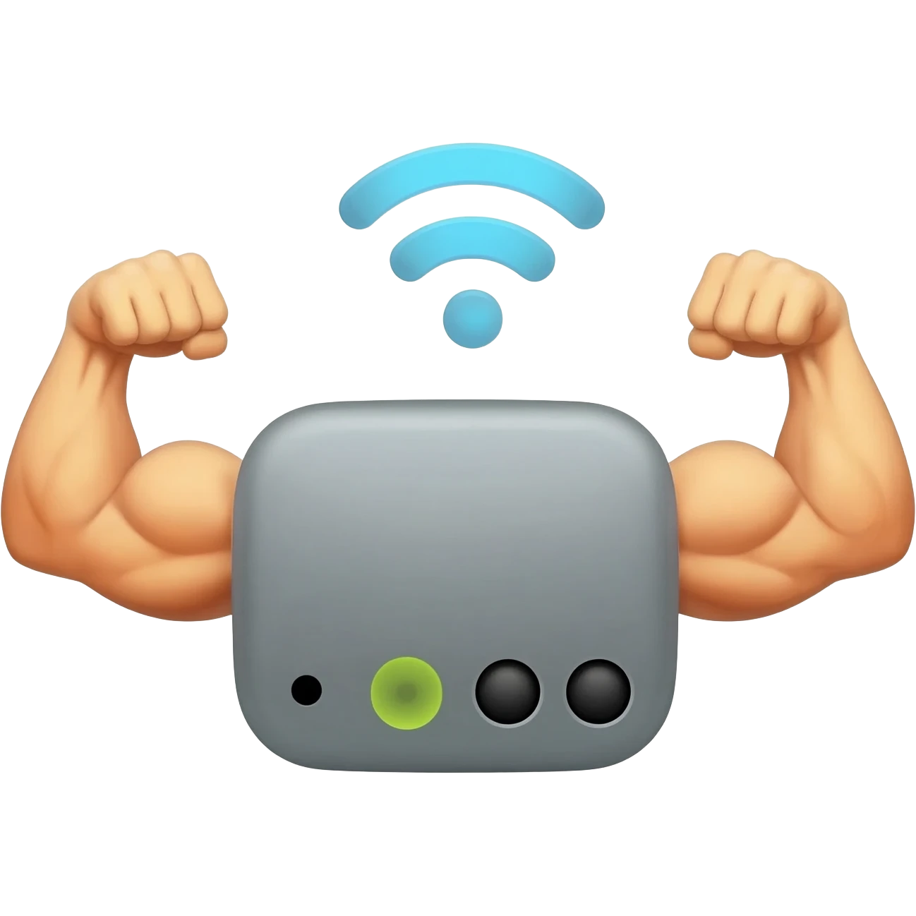 a wifi router with jacked human arms emoji