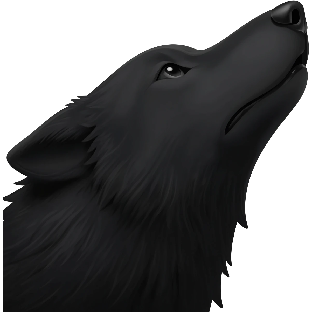 black wolf howling just head ,facing right side emoji