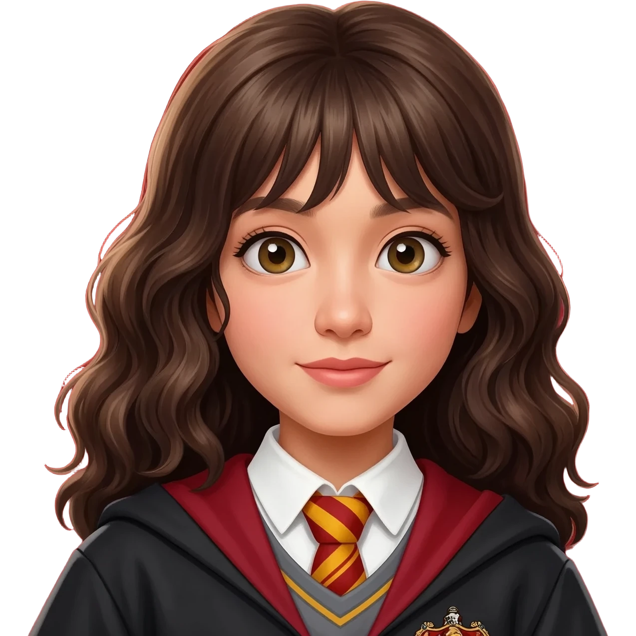 a Starbucks Americano with ice, an Asian girl with messy wavy hair in Ravenclaw robe is sitting on the cup emoji