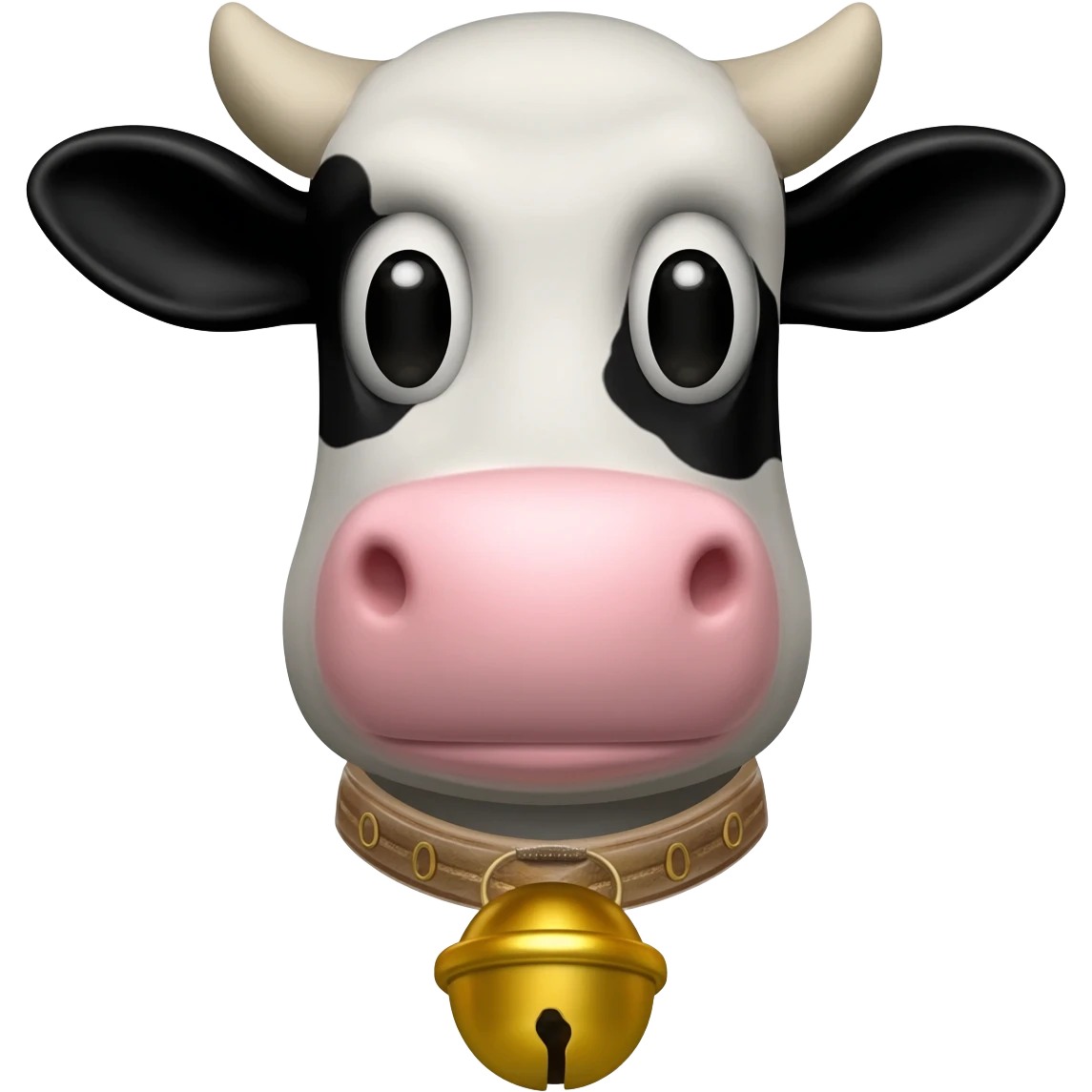 a head of a cow with a collar and a golden bell emoji