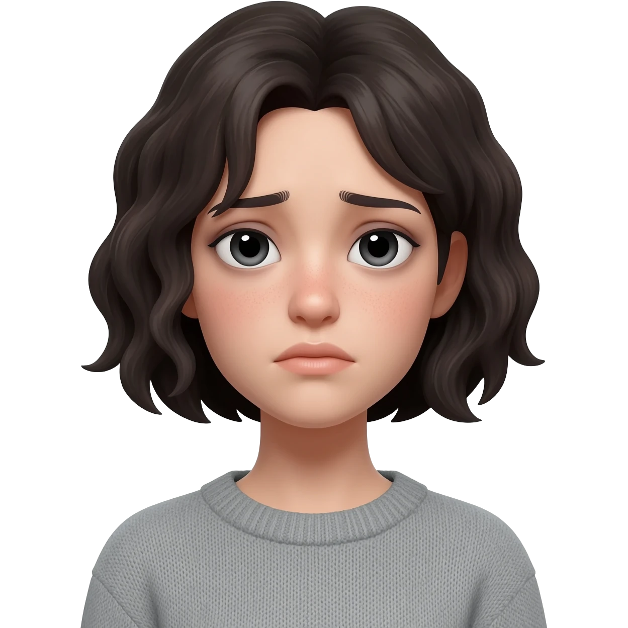 Mirada de una chica con ojeras y mirada cansada emoji