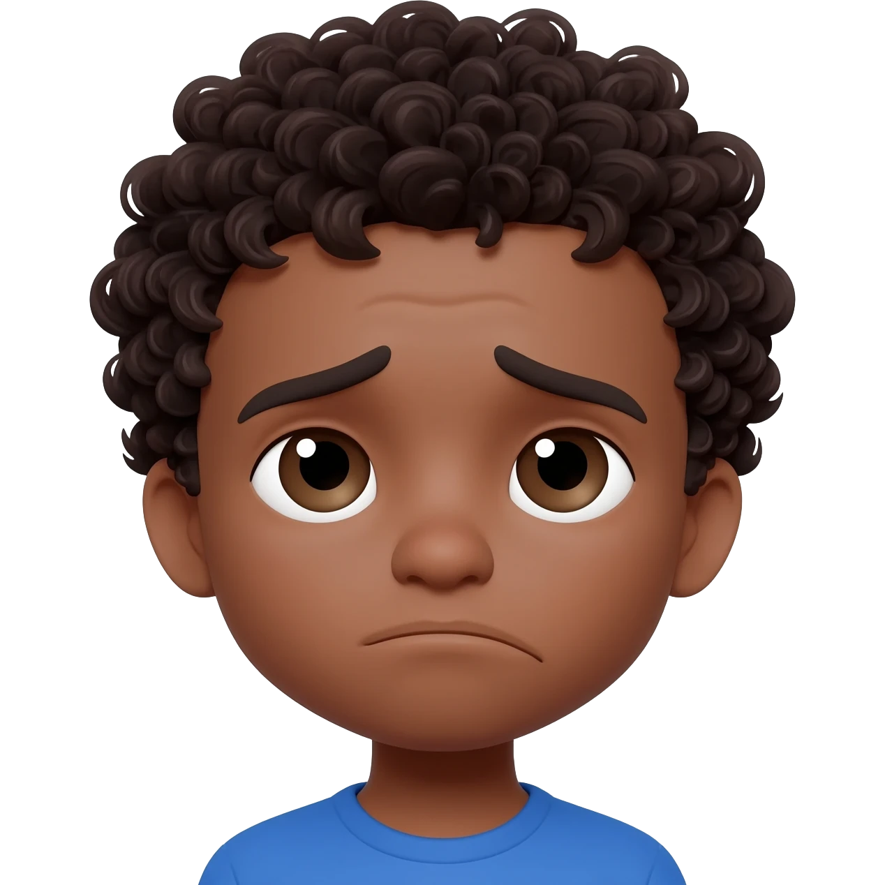 confused puzzled black boy curly hair emoji