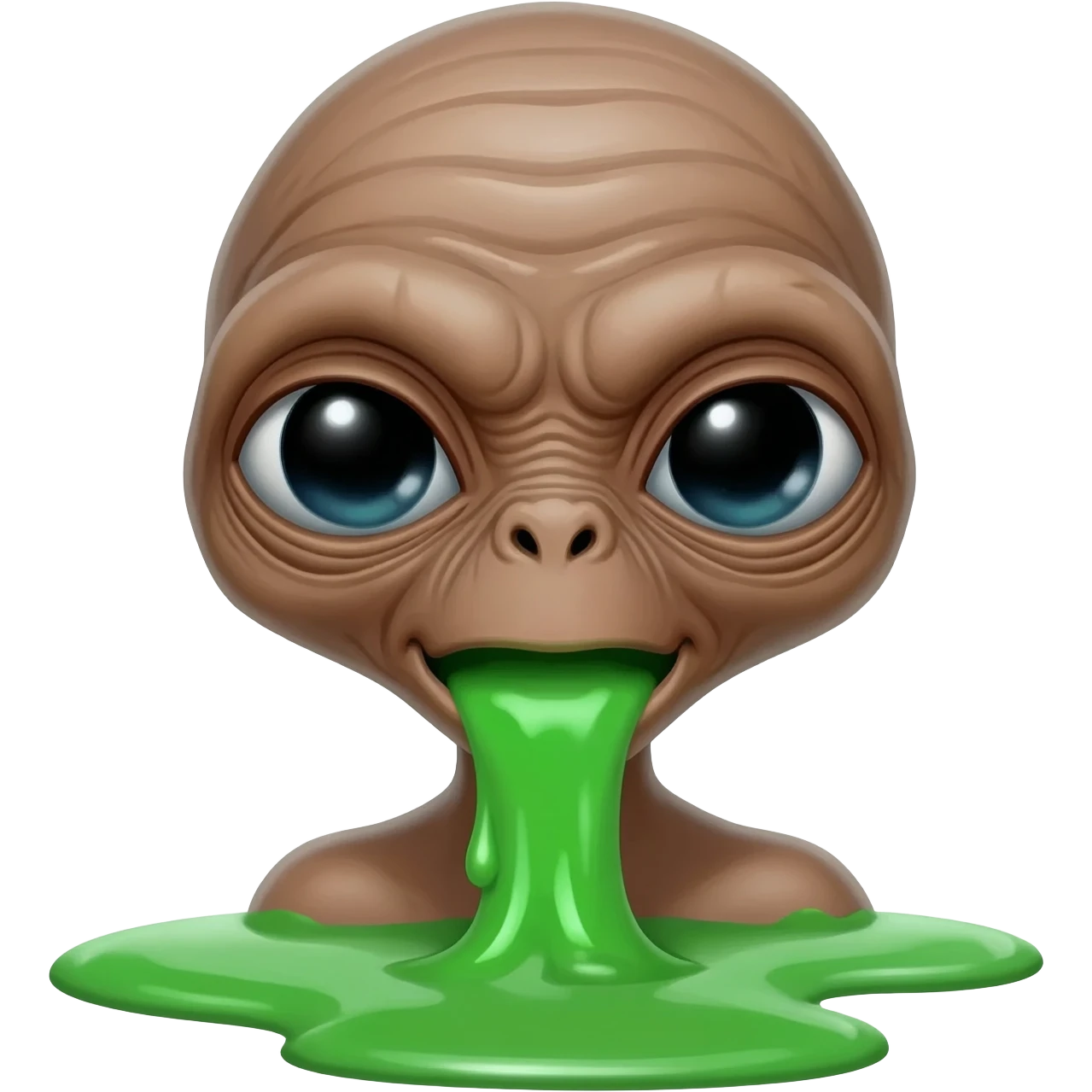 E.T. The Extra-Terrestrial from the movie puking green liquid emoji