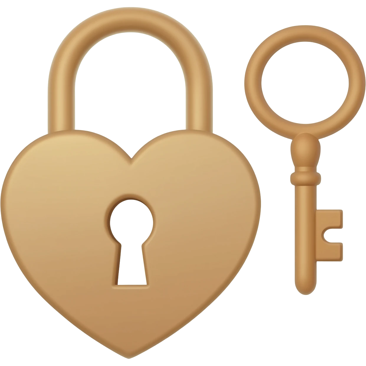 Light beige heart-shaped lock and key emoji