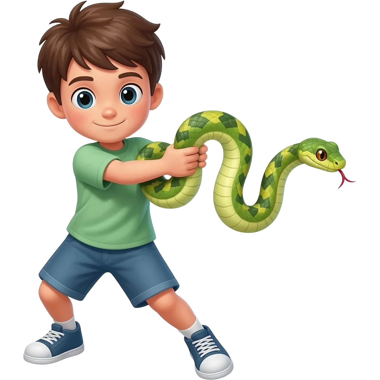Boy hitting snake emoji