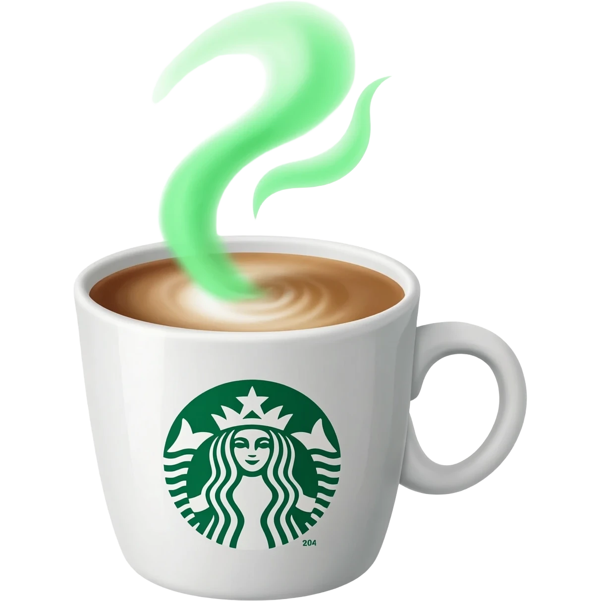 a cup of coffee from Starbucks with green steam emoji