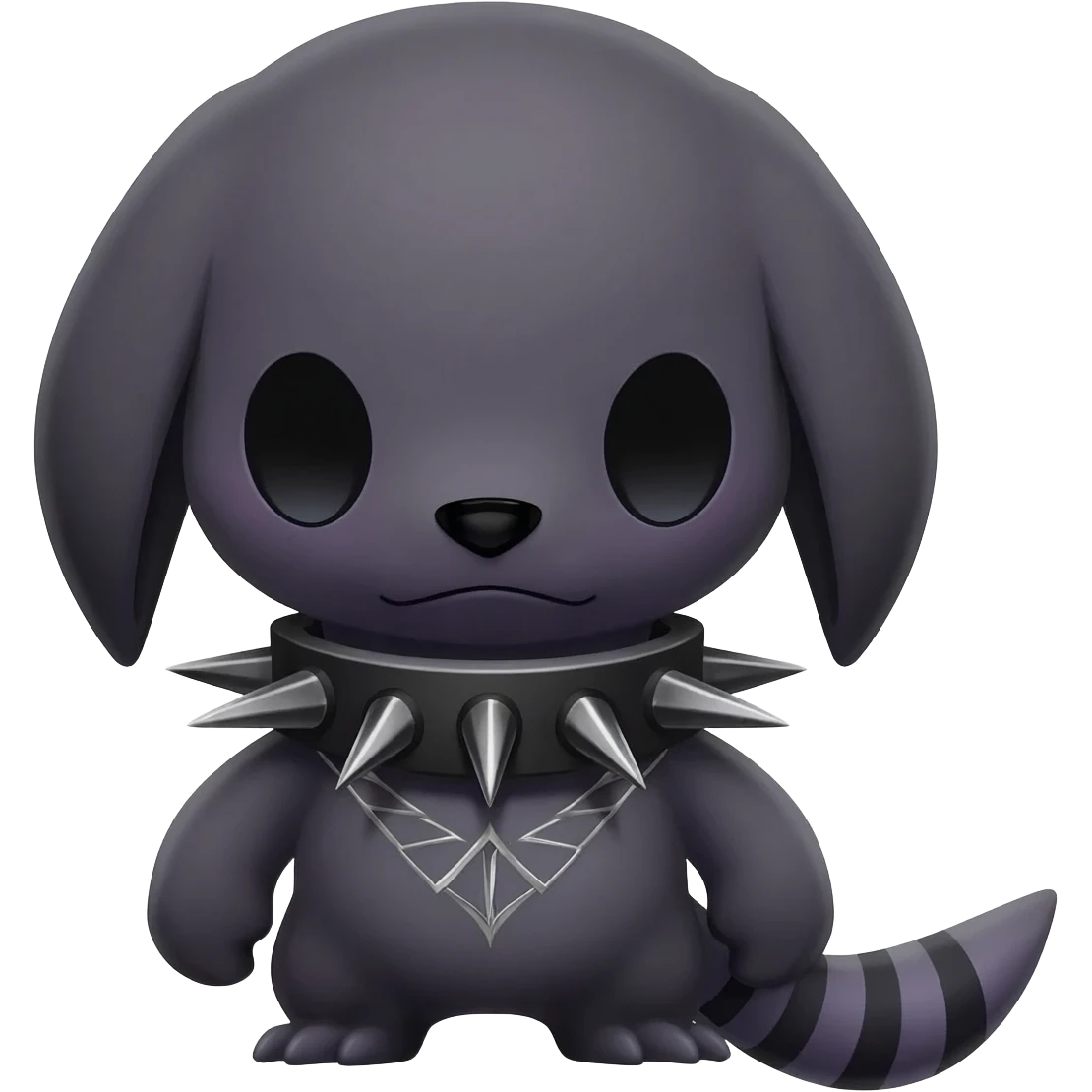 Rare dark dusky dull-colored exotic edgy cool epic aesthetic gothic emo Salandit-Litten-Poochyena-Houndoom-Civet-species-Fakemon-hybrid-creature, with a spiked collar, and with intricate edgy chevron sleek markings, full body emoji