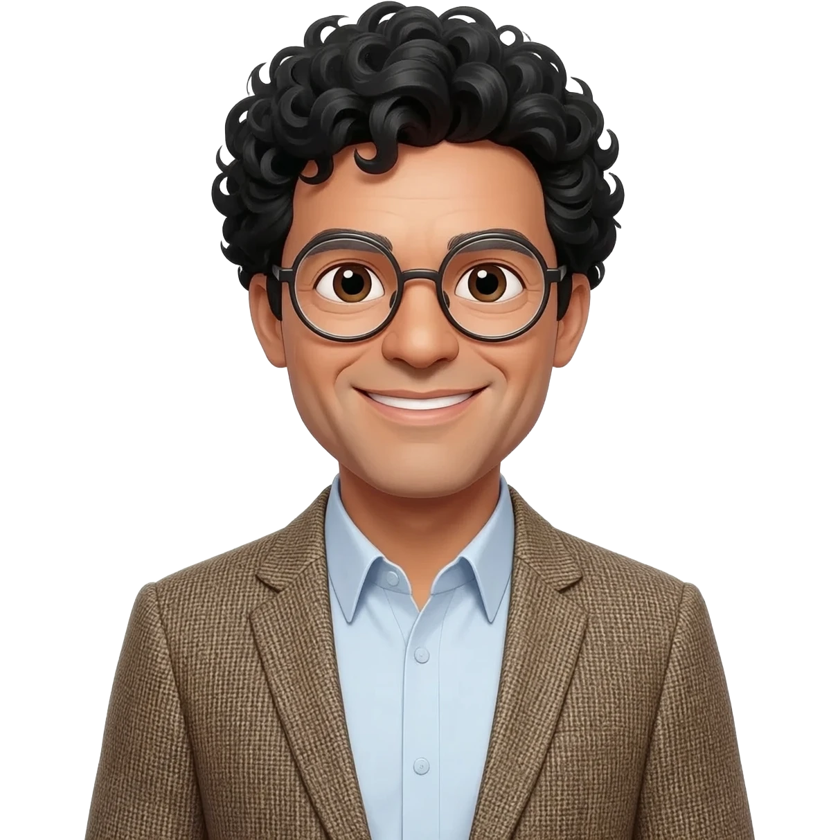 professeur homme curly black hair, lunettes emoji