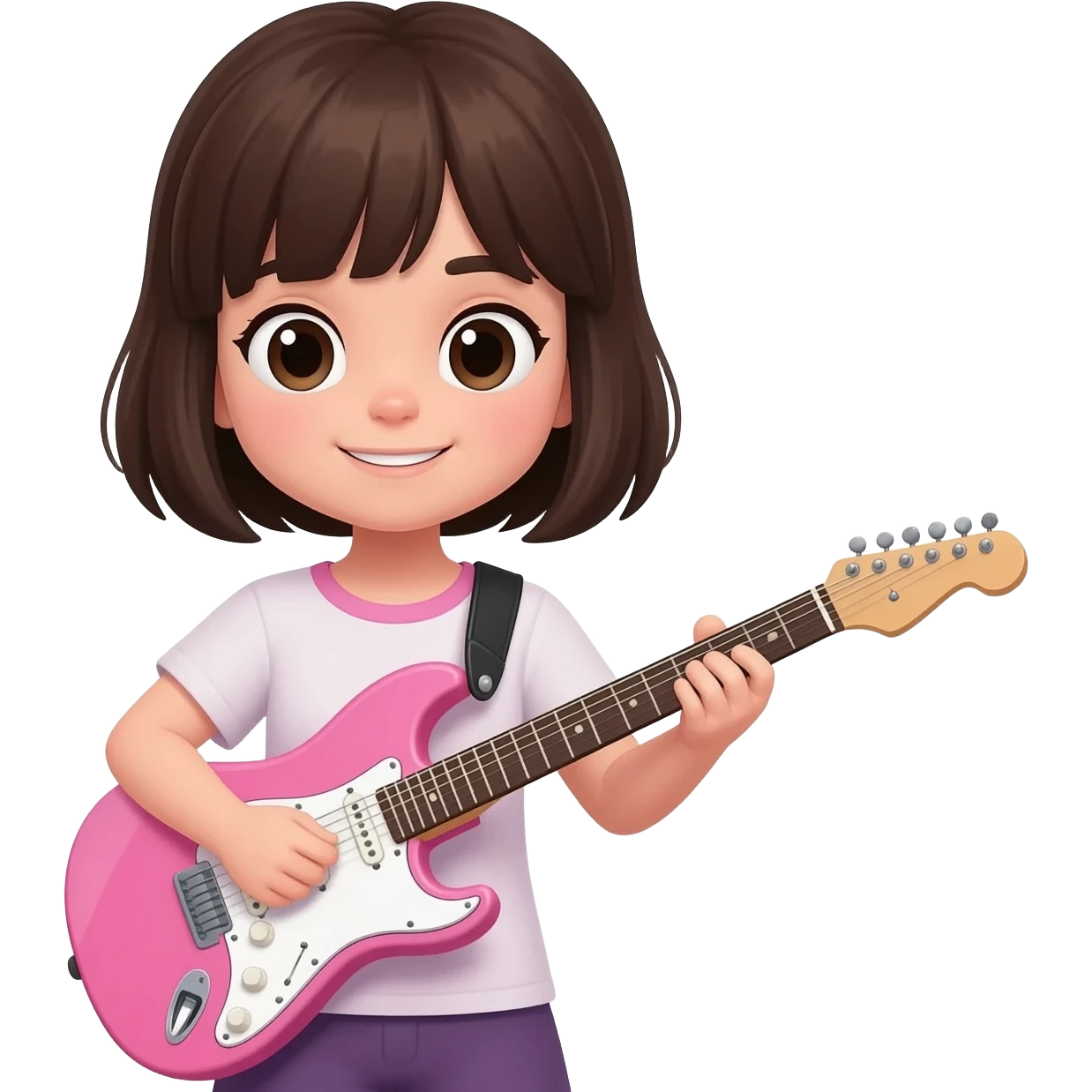 Chica tocando una guitarra rosa emoji
