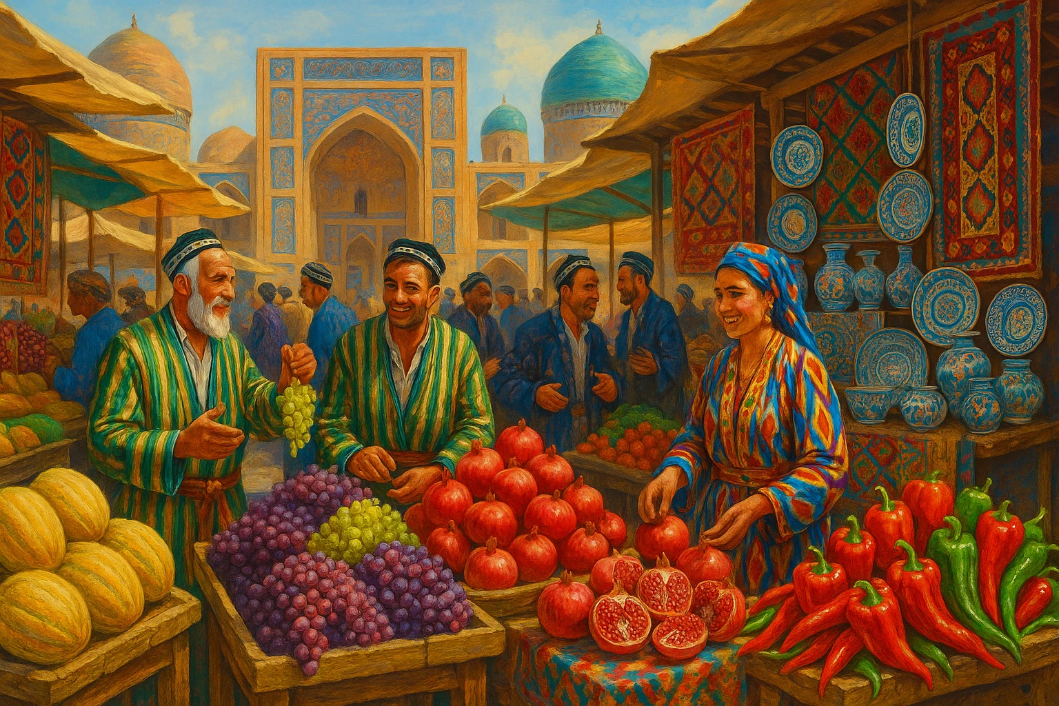 uzbek bozorini tasvirlab ber emoji