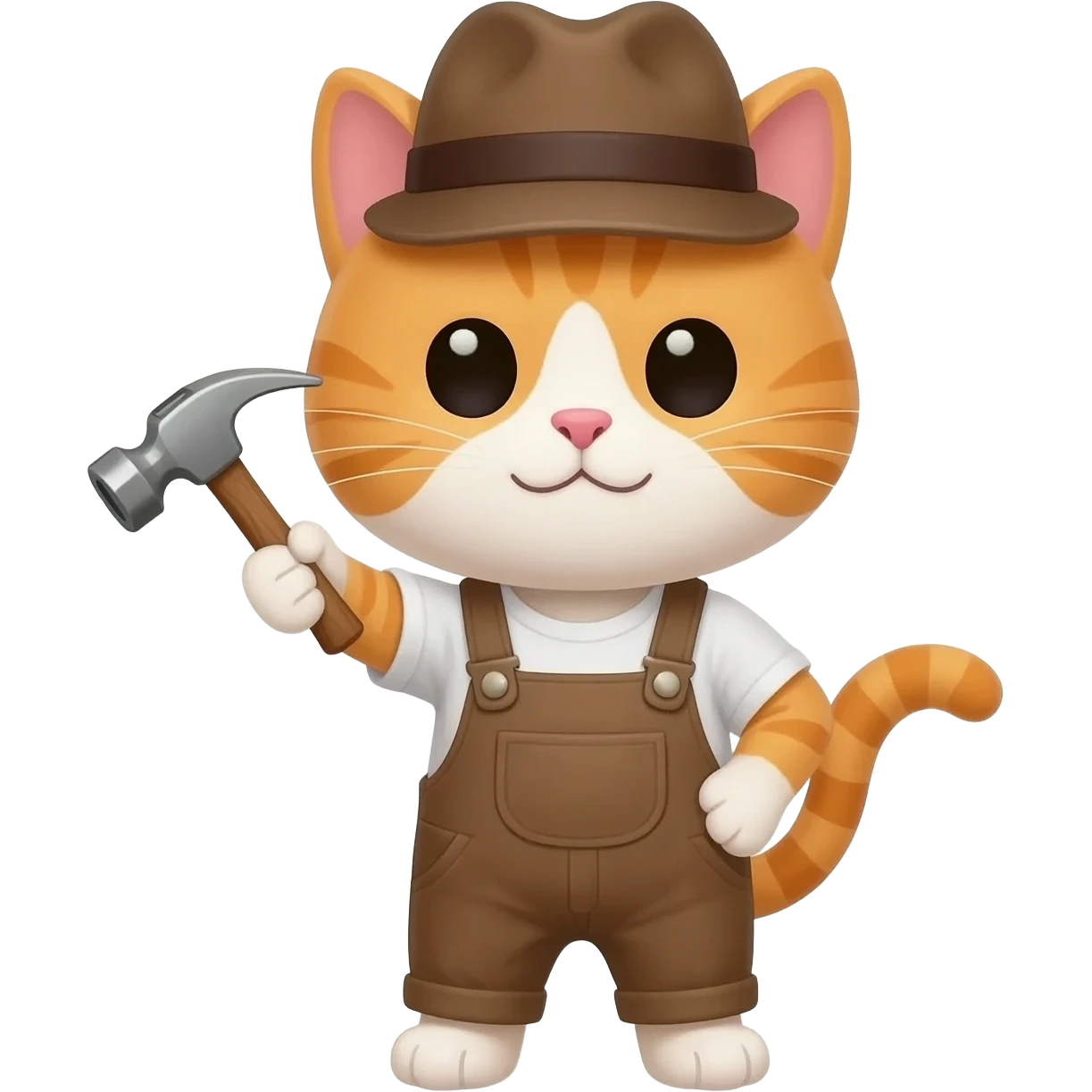 Elinde Balyoz tutan kafasında şapka olan bir kedi emoji