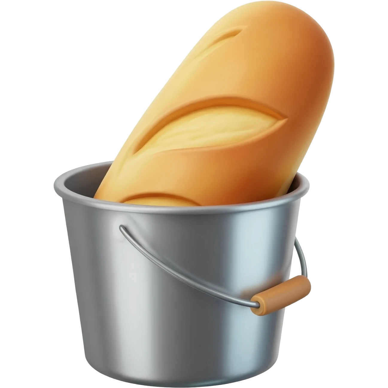 "3D premium,3D bucket a baguette of bread emoji