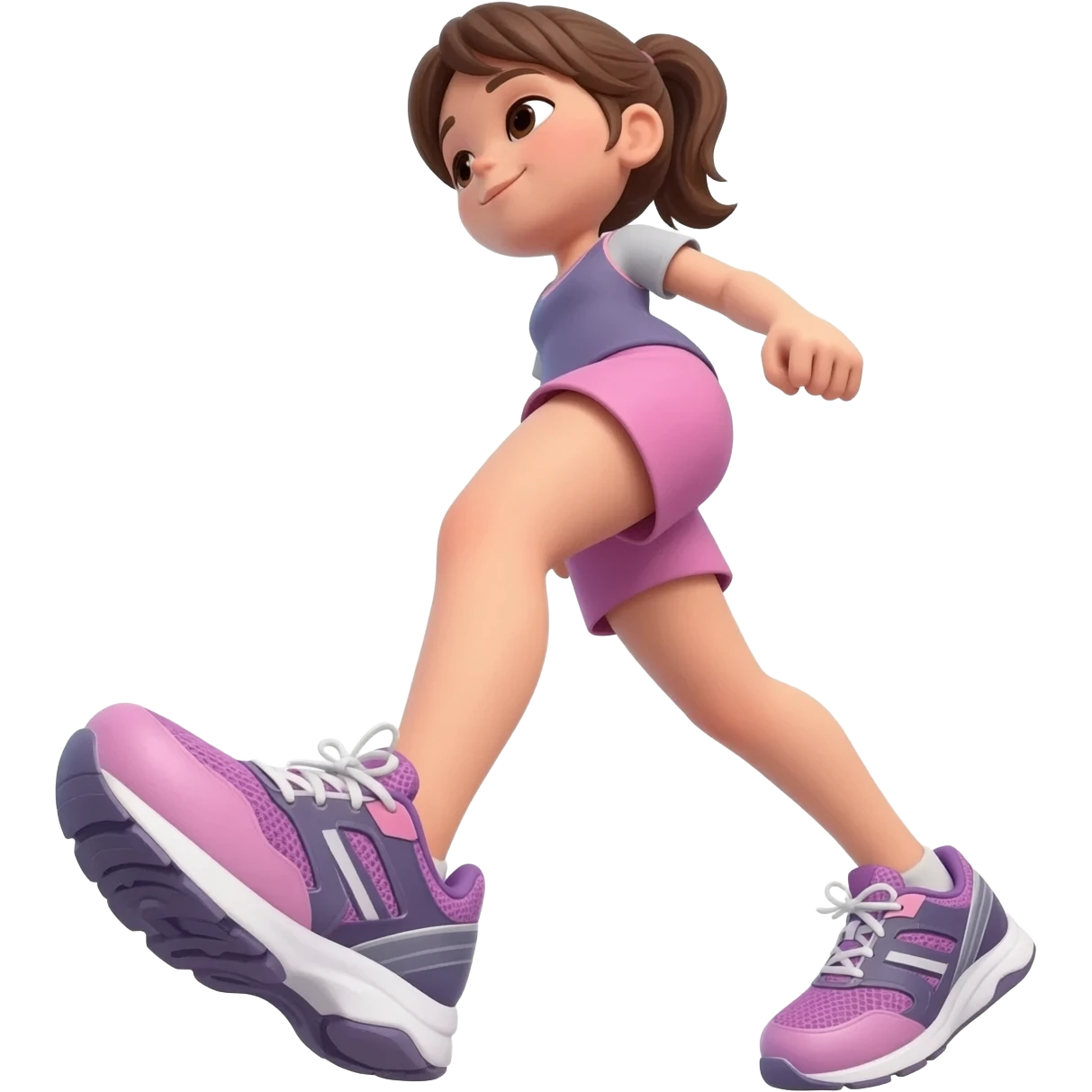 angle looking down at girl with fitness shoes walking / taking steps emoji