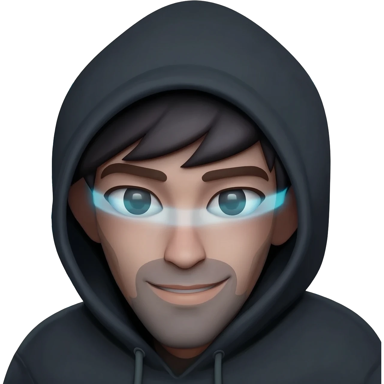 Binary system and "hacker" look, wearing a hoodie with the hood on, hide the hair under the hood so it's not visible, the hoodie is natural and black, visible face with no masks. Make it oriented around the numbers 0 and 1. emoji