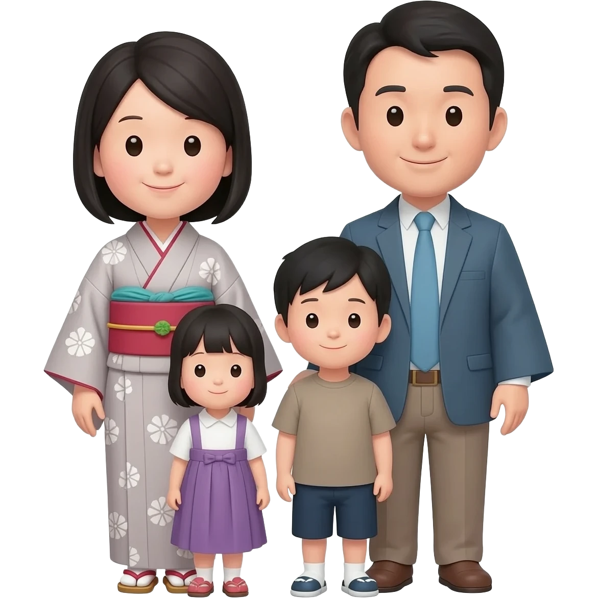 traditional japan family mother and father with children emoji