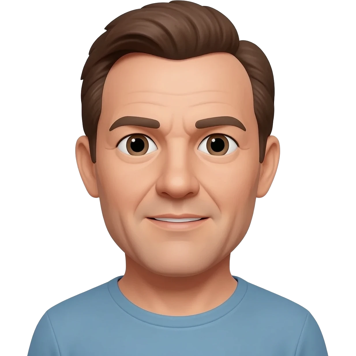 White man with brown hair in his 40’s balding and no mustache or facial. emoji