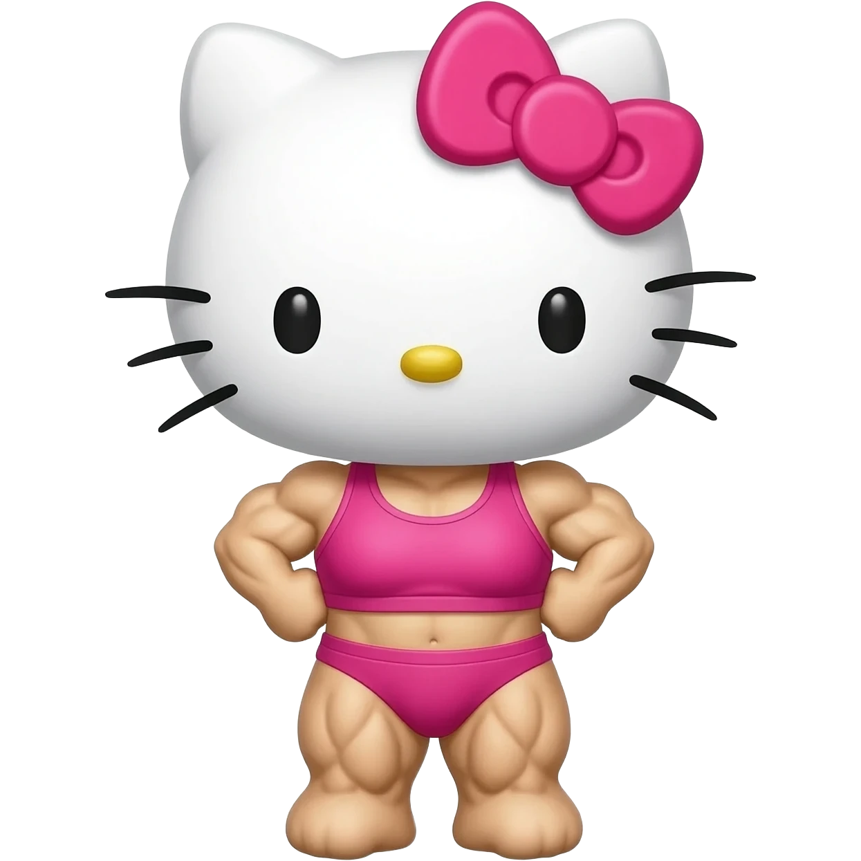Hello kitty with muscles wearing sports bra emoji