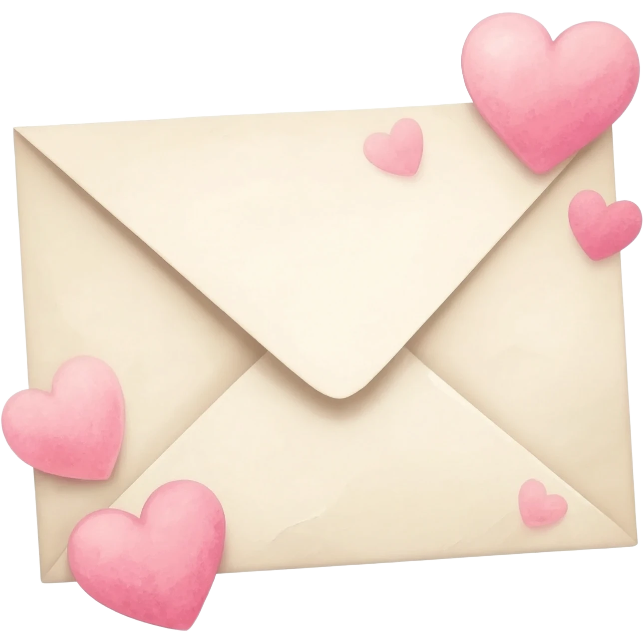 romantic letter with pastel pink hearts emoji