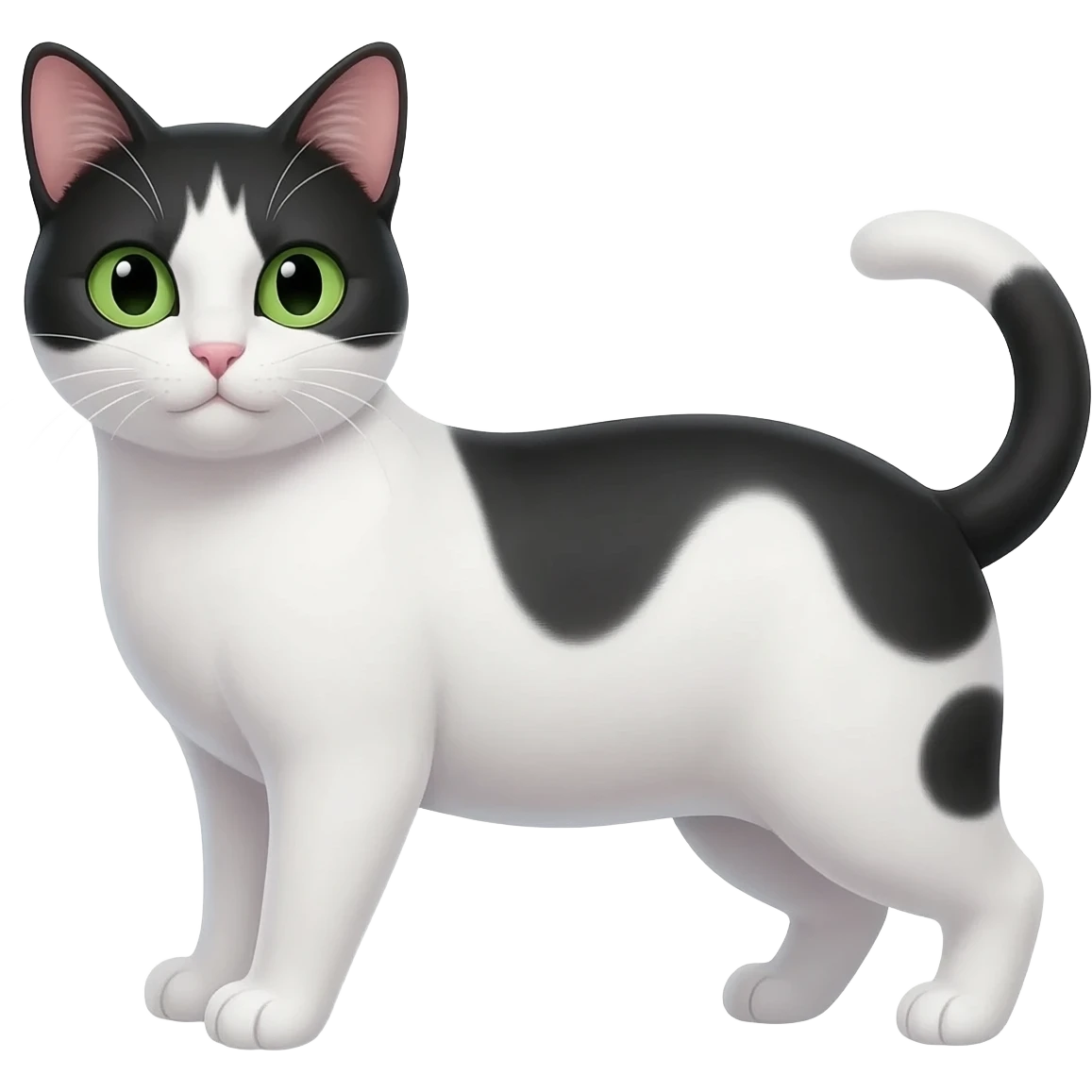 Cat White and black eyes green emoji