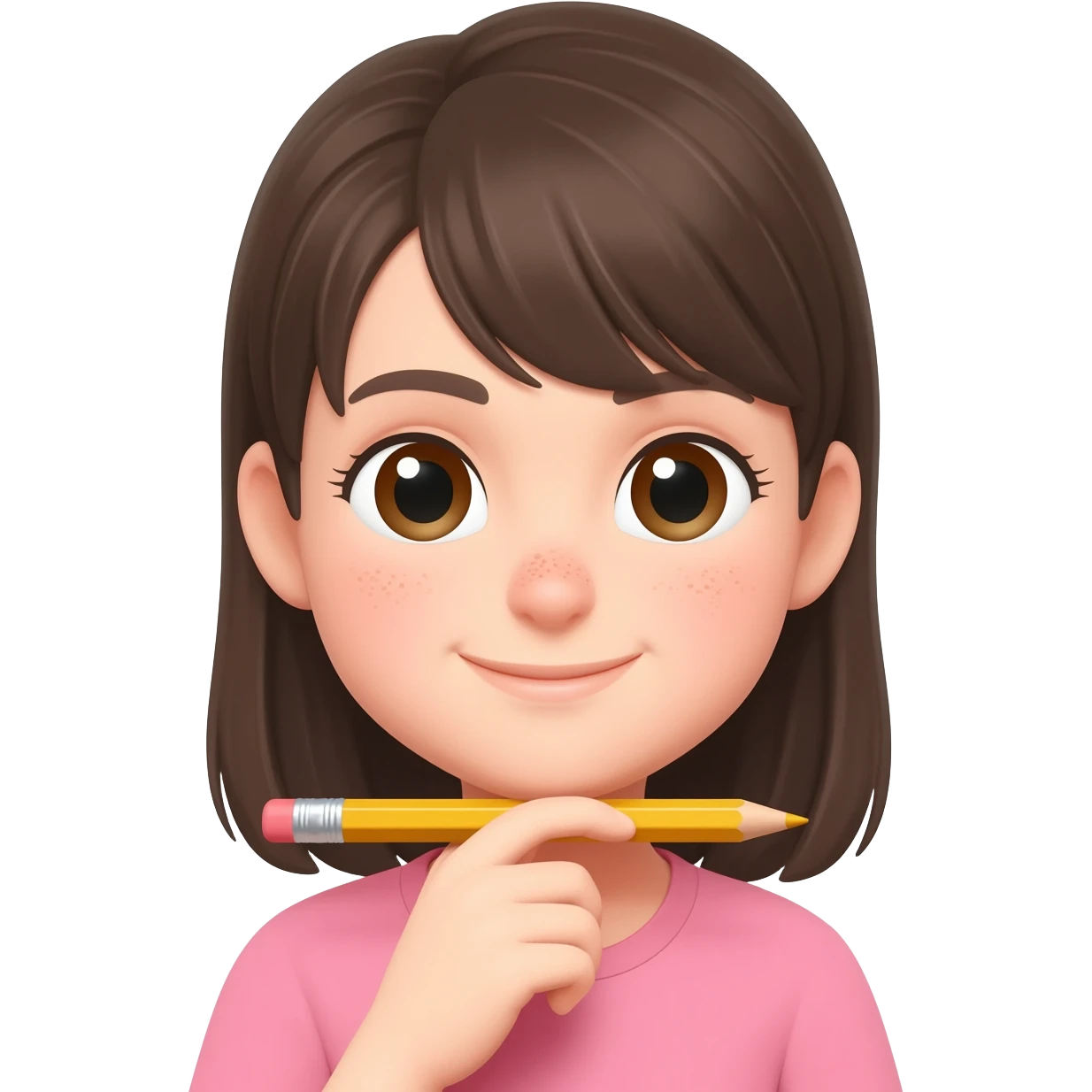 Girl with a pencil under her chim emoji