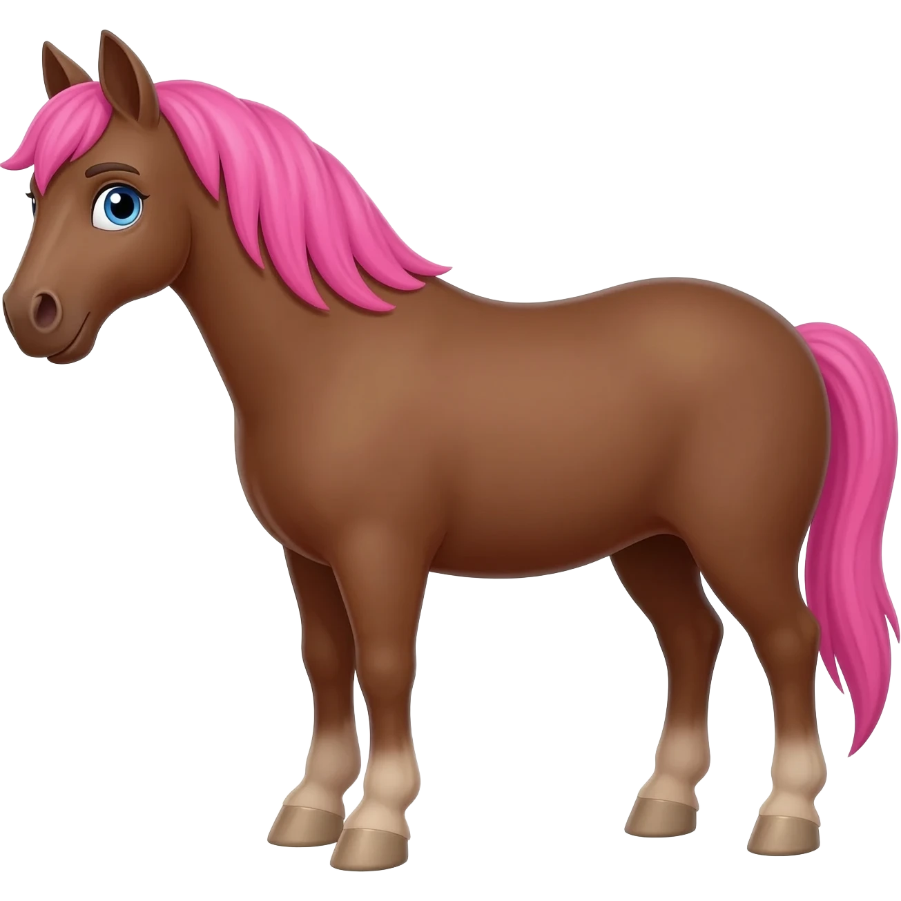 cheval marrons avec des mèche rose avec des yeux bleu emoji