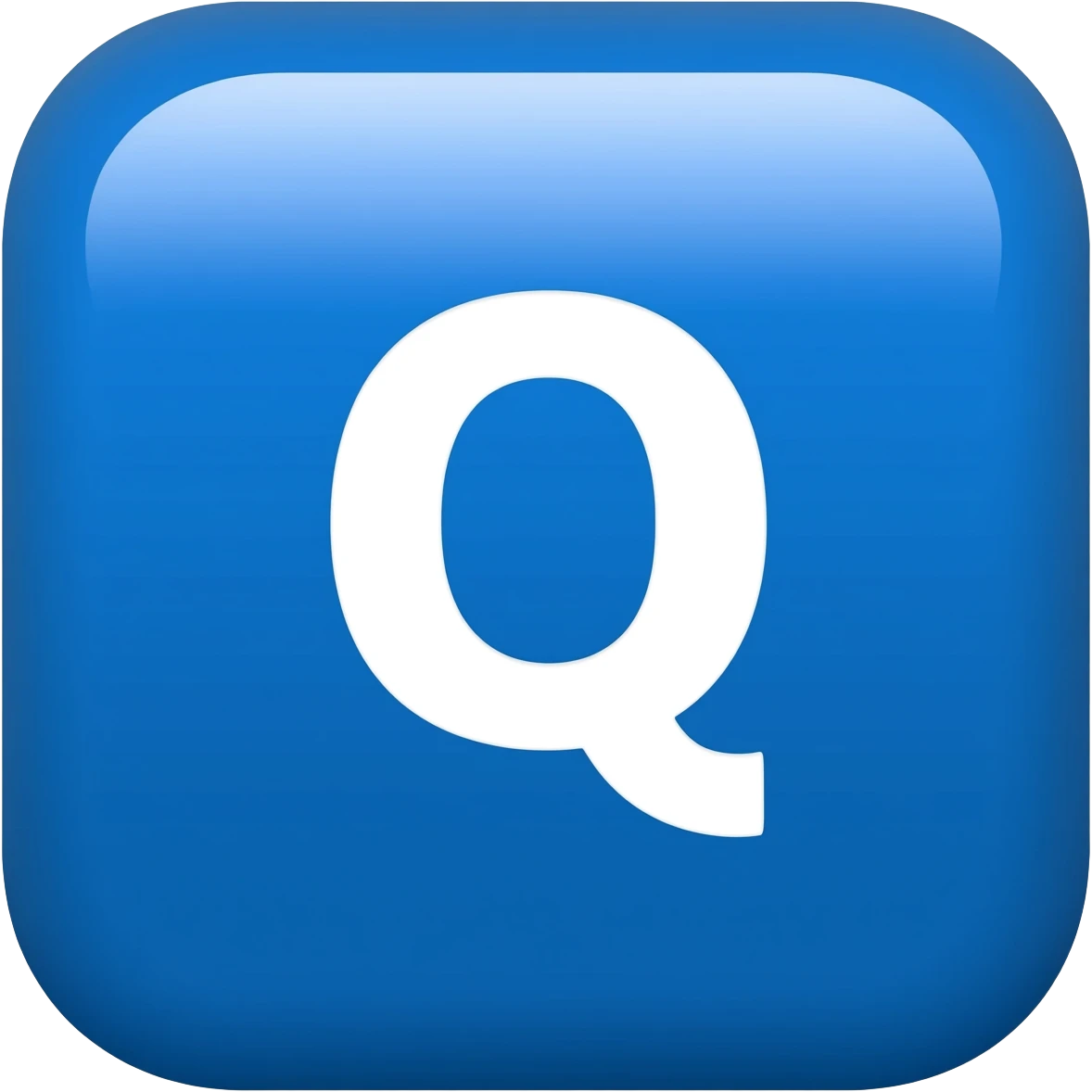 "3D premium,3D rounded-square icon in  bleu with a beveled edge, bold serif white letter 'Q'centered, strong specular highlights, inner glow, 1024x1024, png" emoji
