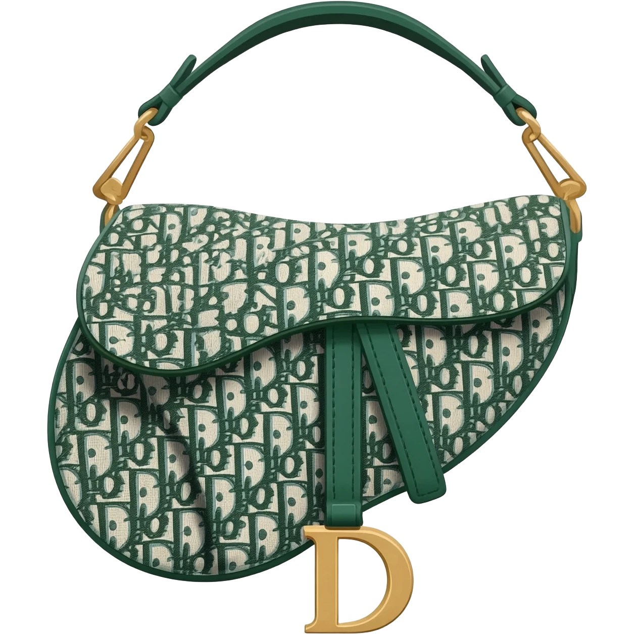 green dior print saddle bag emoji