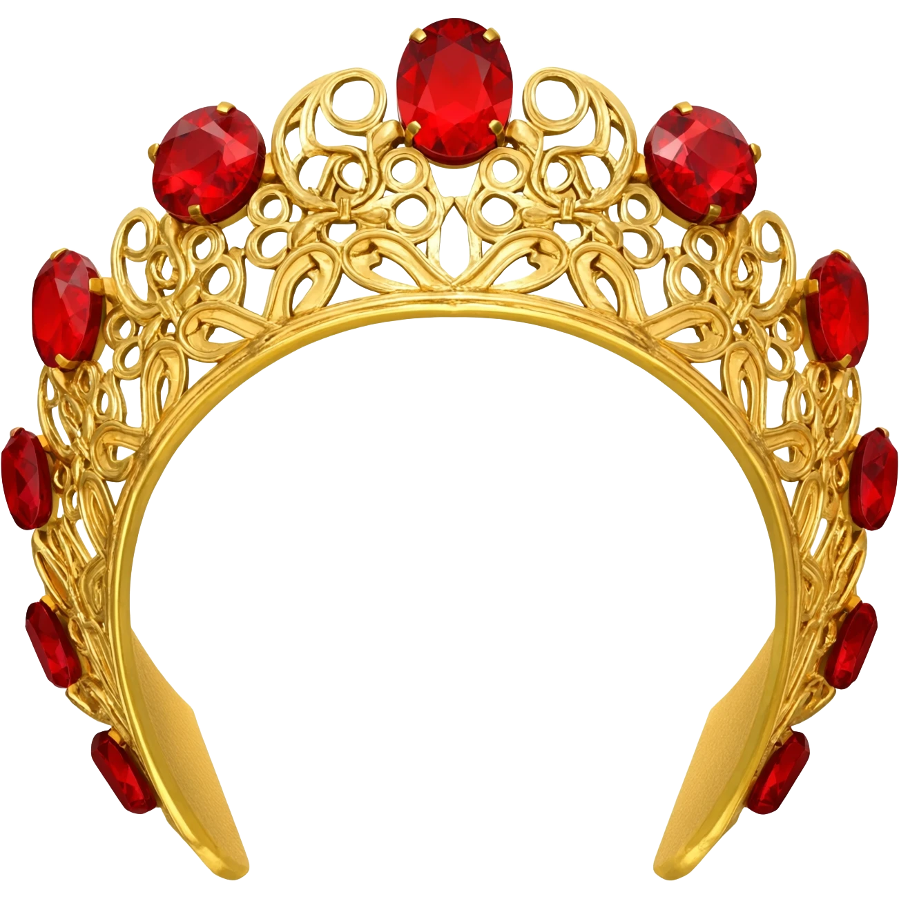 Gold tiara with red gems in a circle brosch/crest emoji