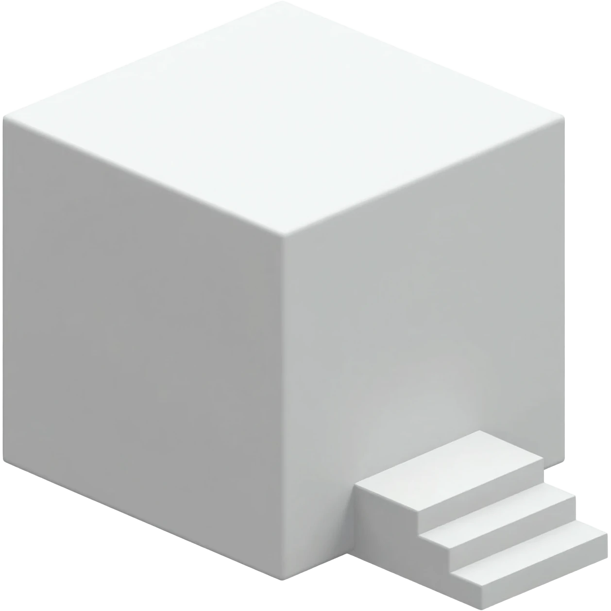 create an emoji of a big white cube, there should be 4 stairs on the right side of the bloc going towards the center stage coming from the bloc emoji