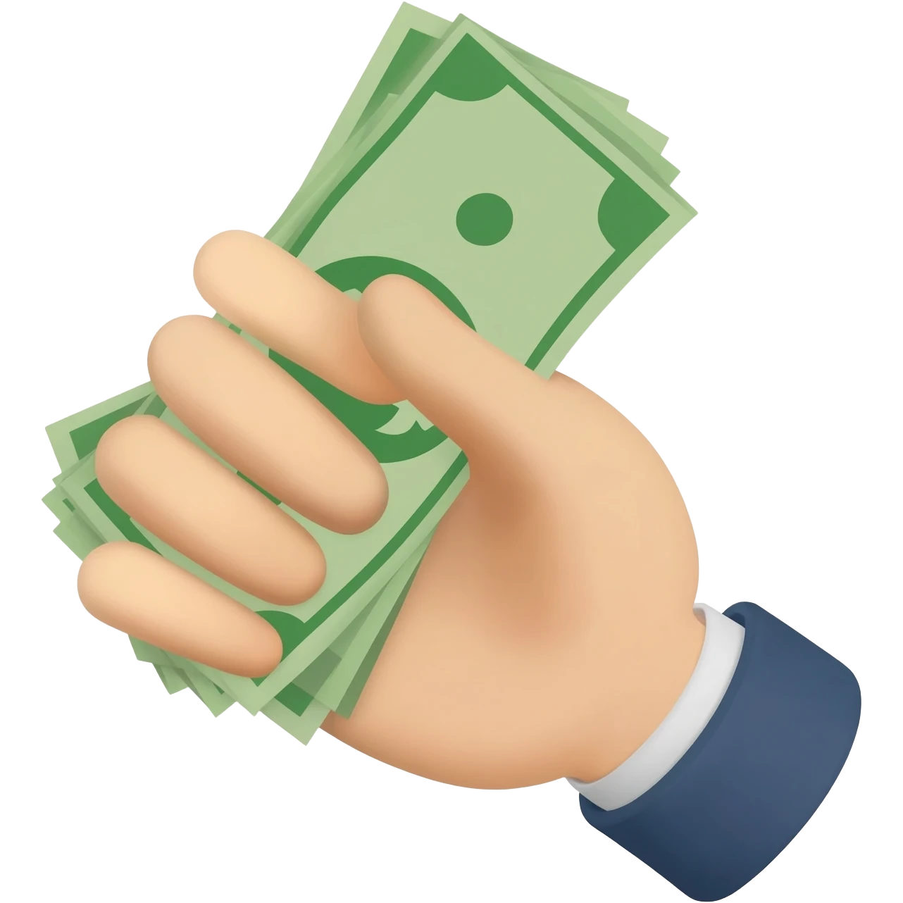 una mano con billetes emoji