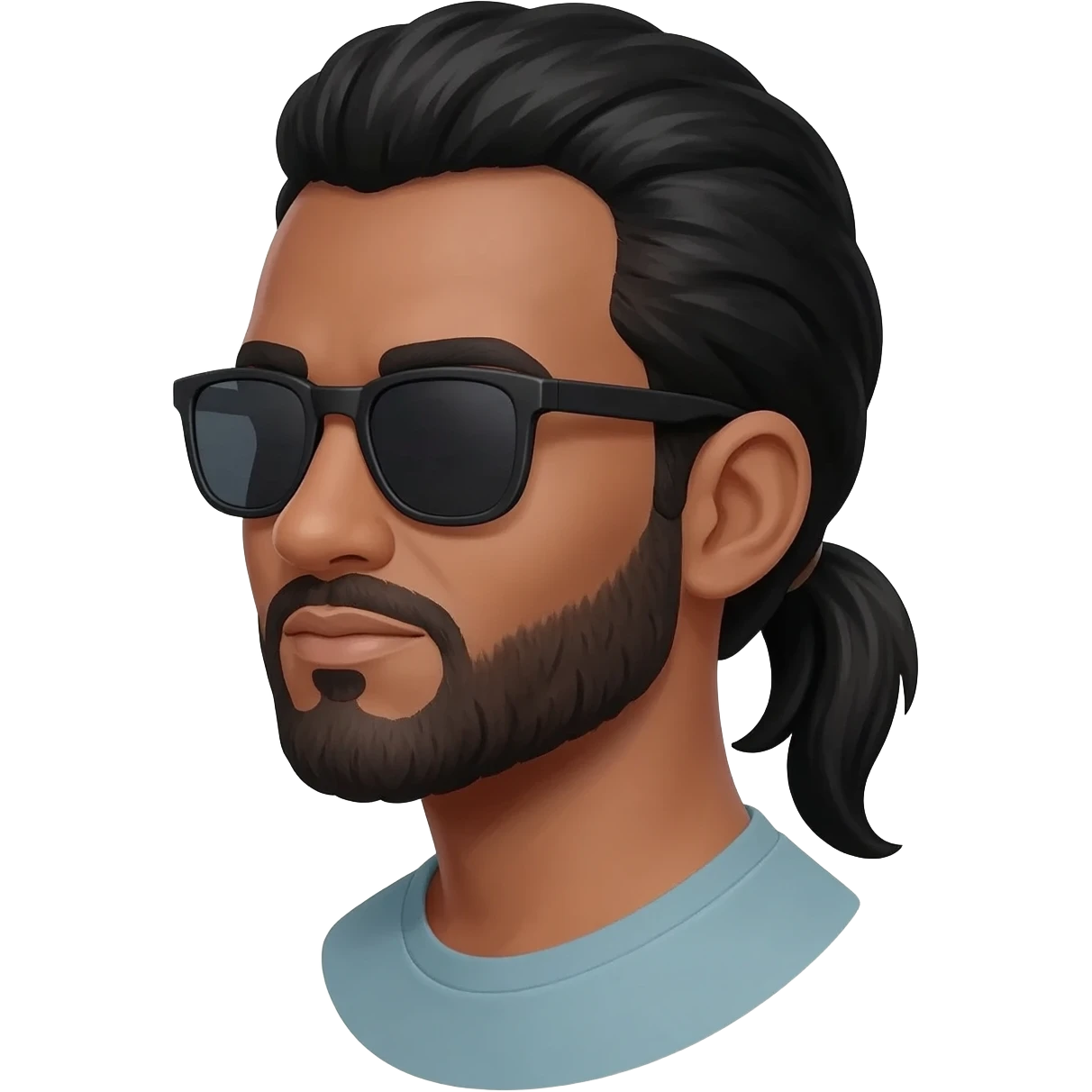 Mixed race   sunglasses Beard man with black long ponytail emoji