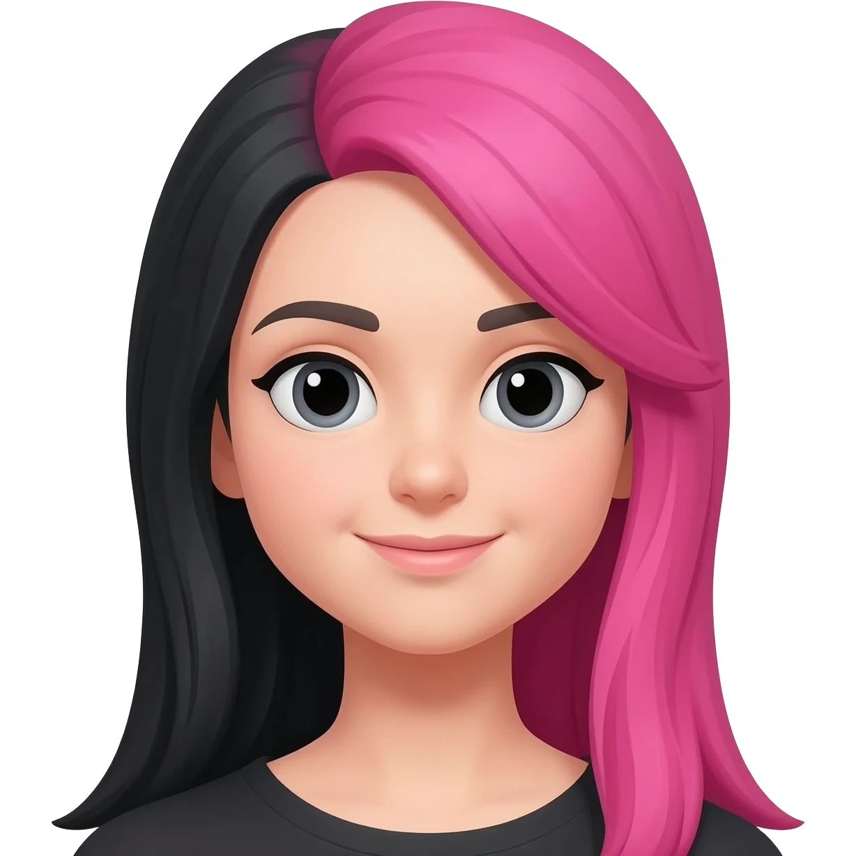 Hair Black  and Pink 👧🏻 emoji