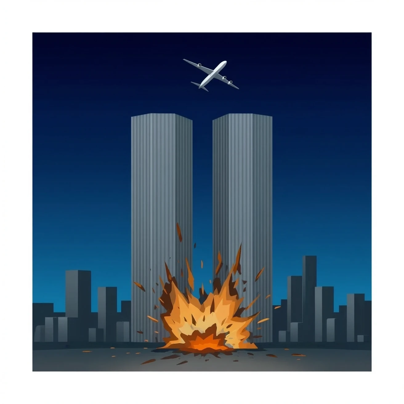 Avion qui fonce dans les tours jumelles emoji