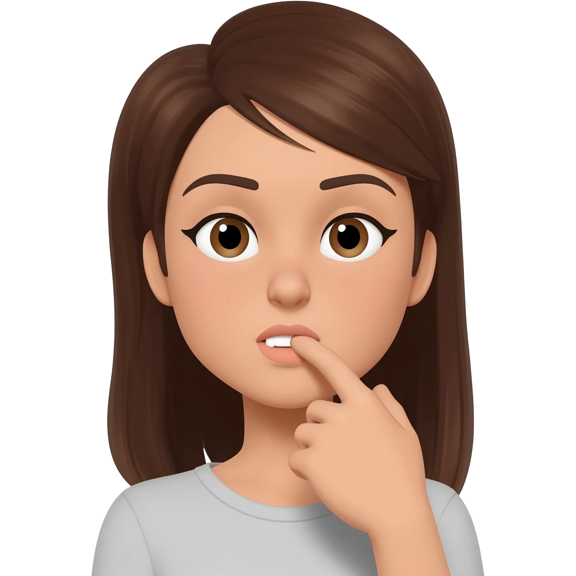 A woman biting her finger emoji
