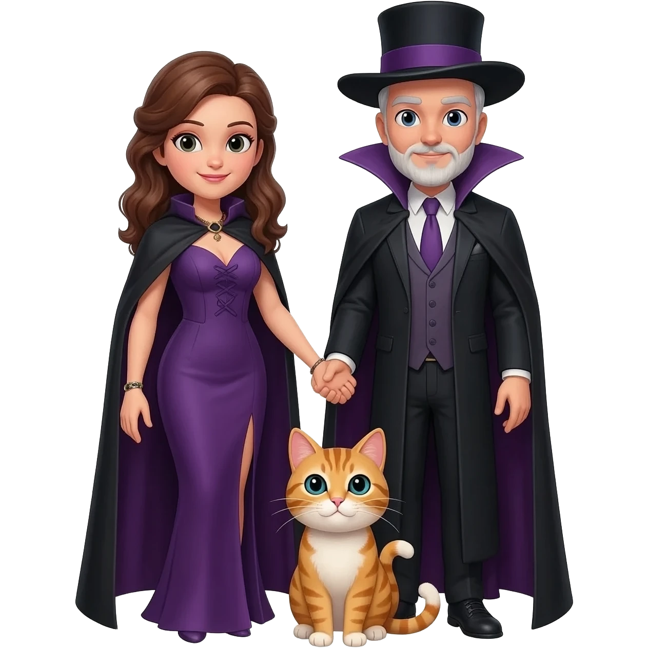 magician couple and their pet cat emoji