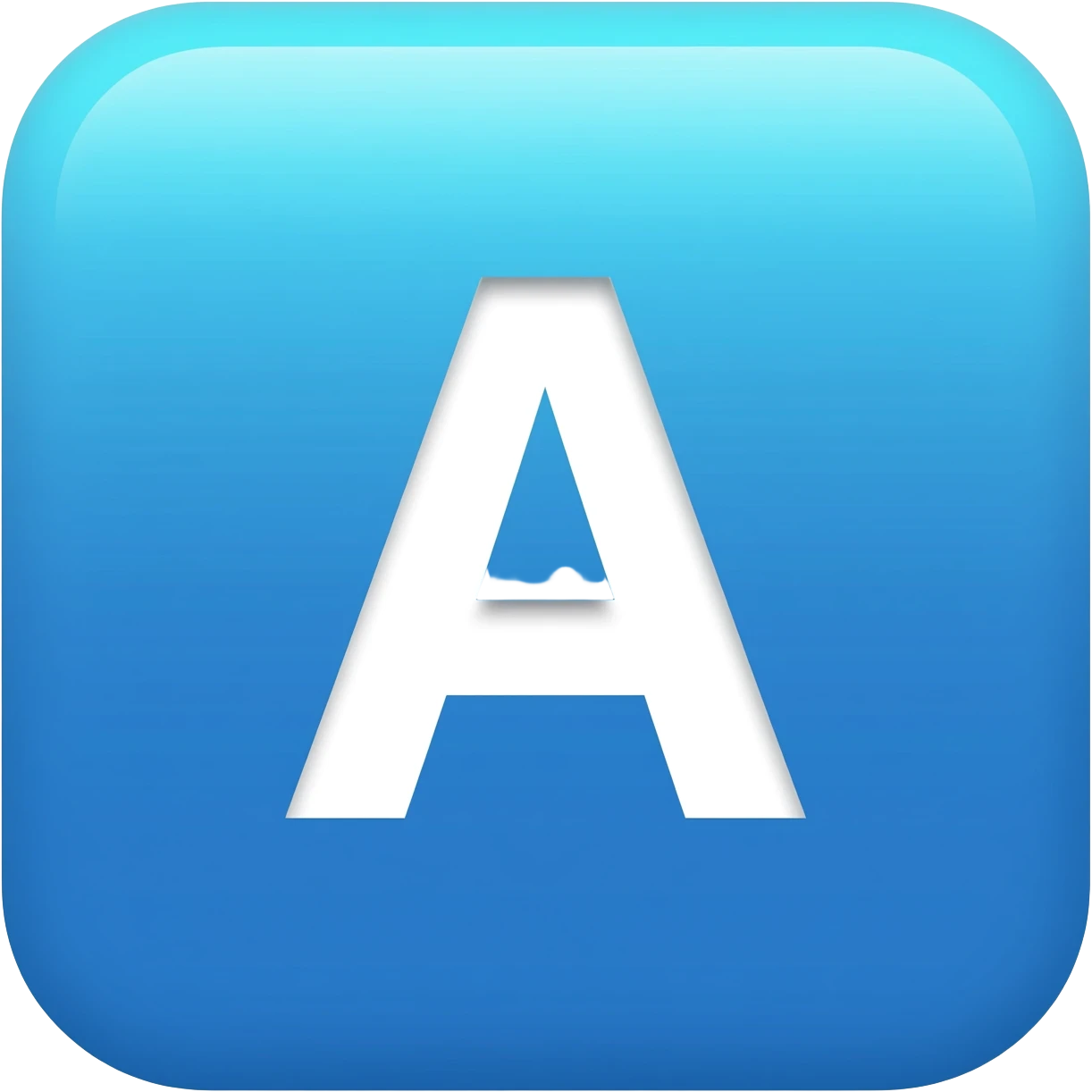 "3D premium,3D rounded-square icon in soft bleu with a beveled edge, bold serif white letter 'A'centered, strong specular highlights, inner glow, 1024x1024, png" emoji
