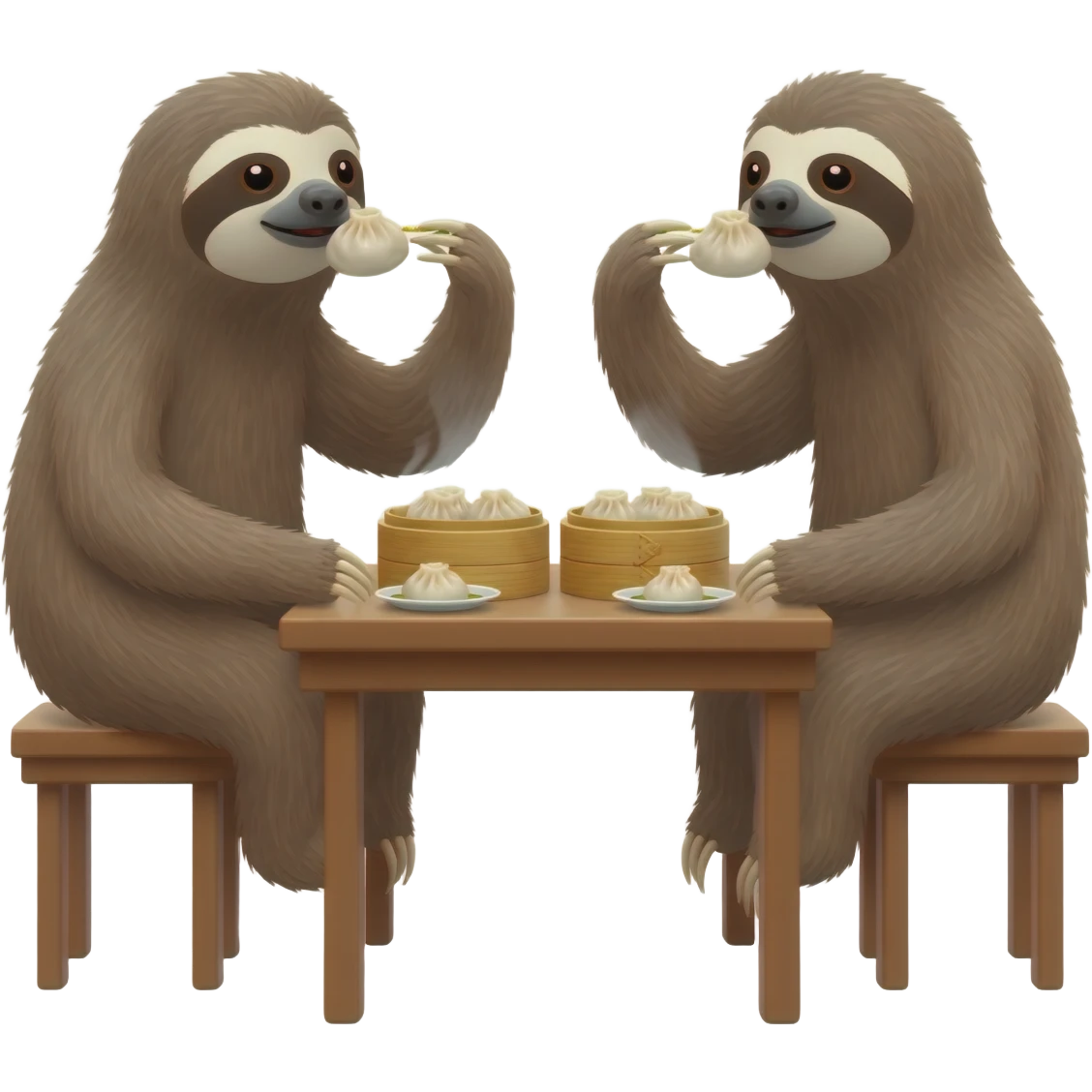 Two sloths having dim sum emoji