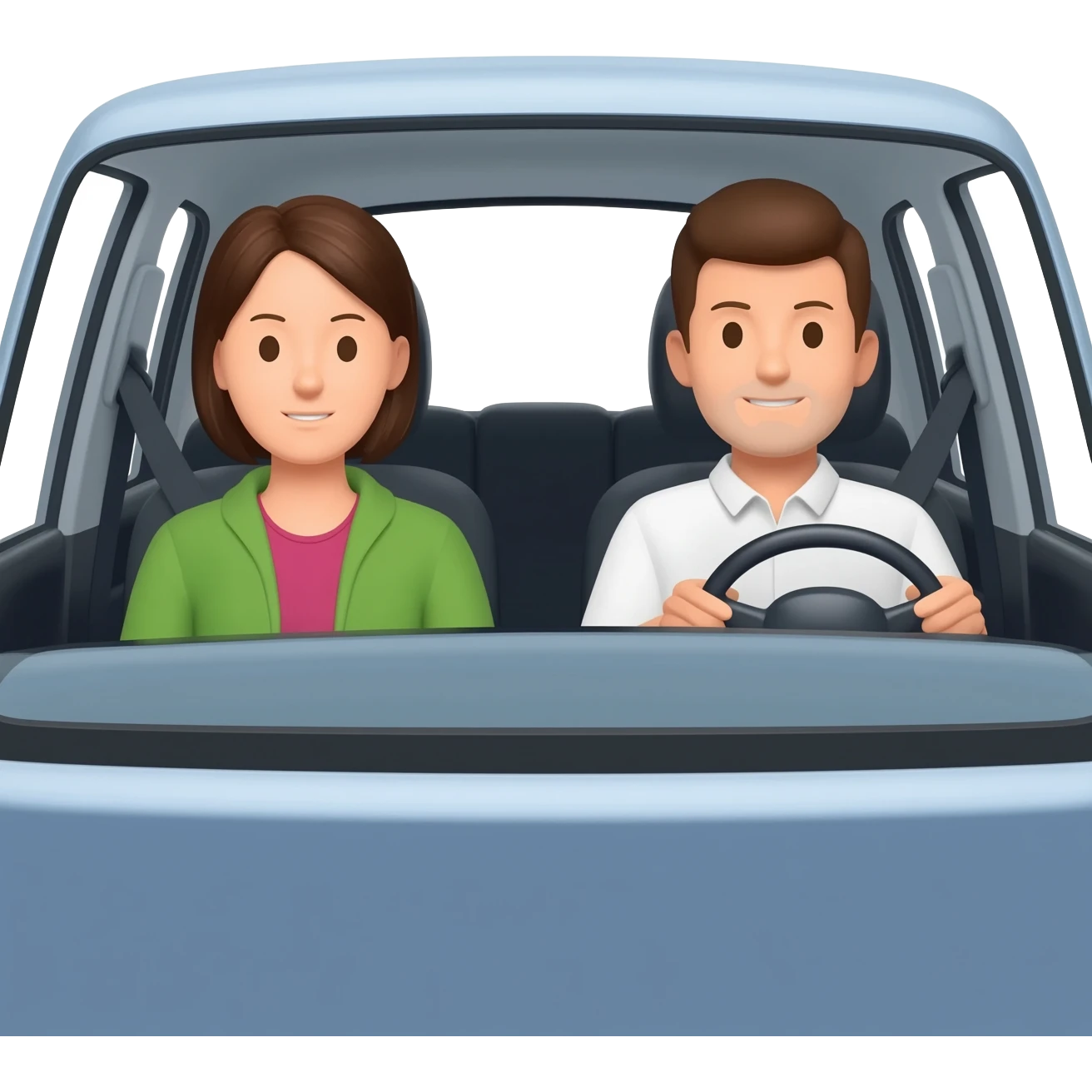 a driver and a passenger in a car emoji