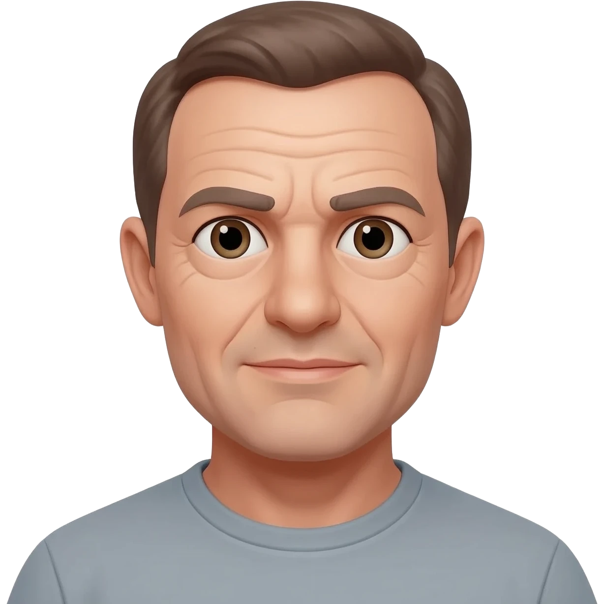 No hair White man with brown hair in his 40’s balding and no mustache or facial. emoji