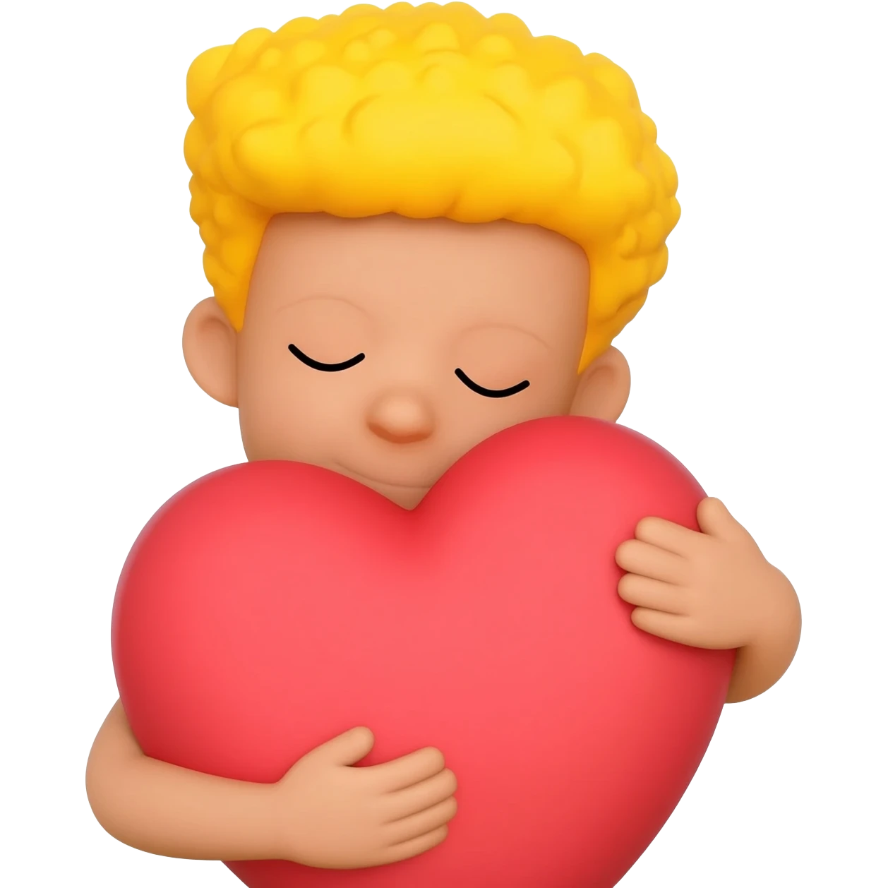 Yellow head emoji hugging súper tight a heart emoji