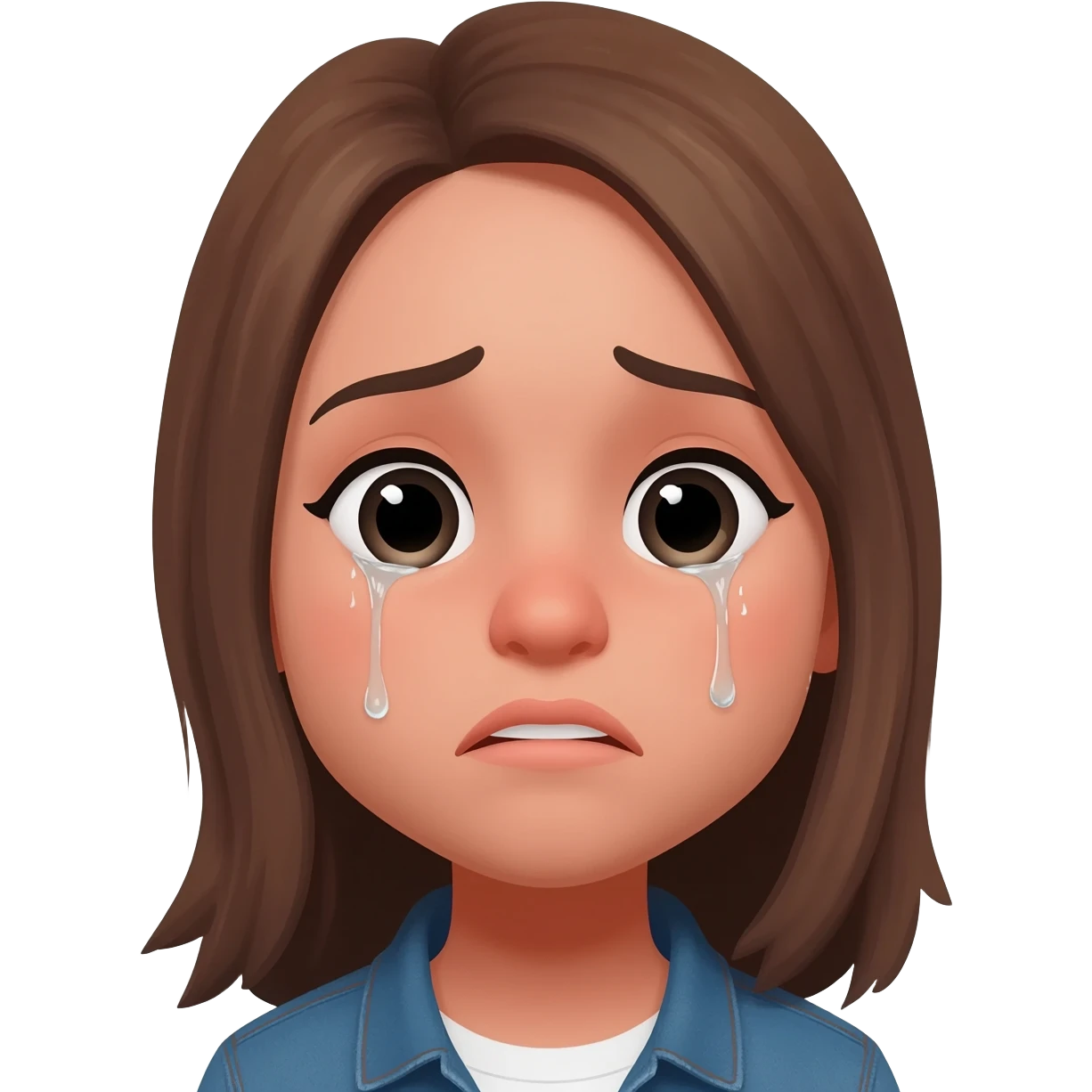 Burnette Mädchen weint emoji