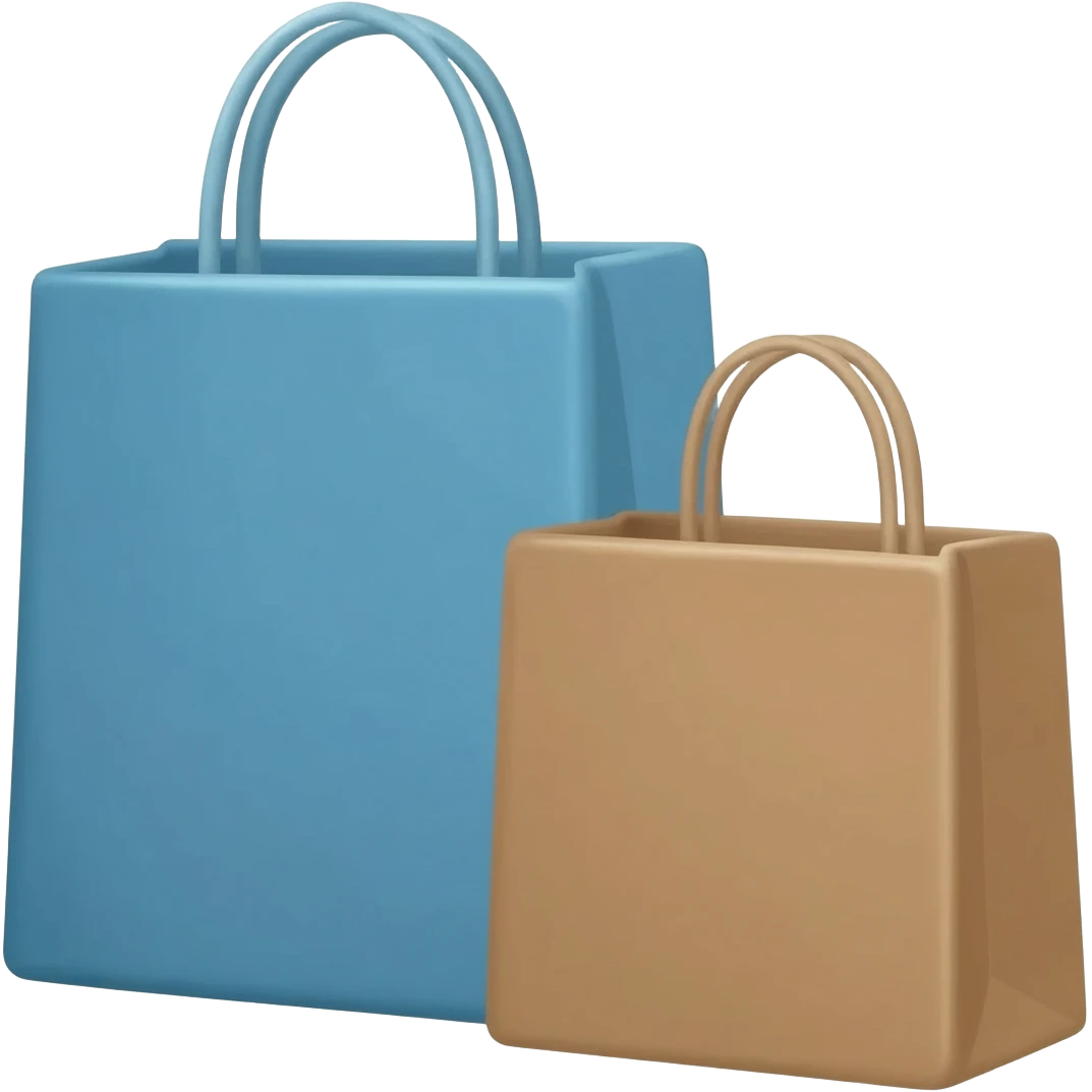 blue, brown shopping bags emoji