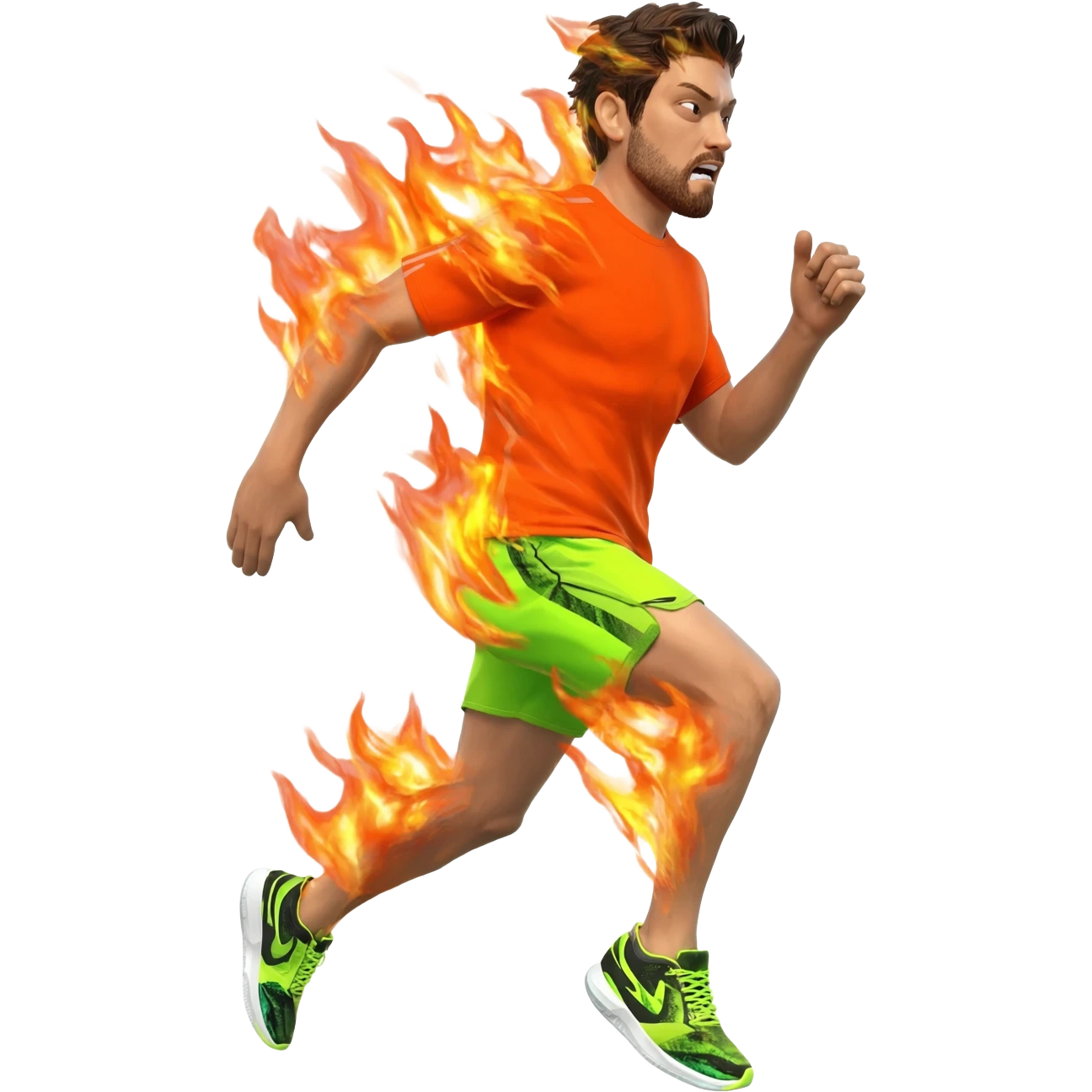MAN ON FIRE RUNNING BRIGHT CLOTHES emoji