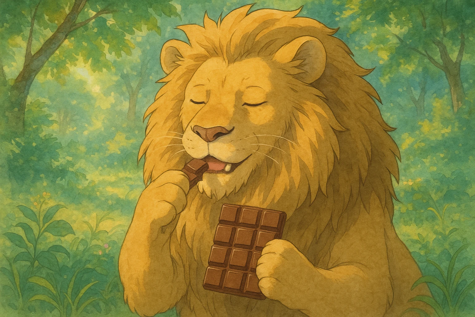 lion eating chocolate emoji
