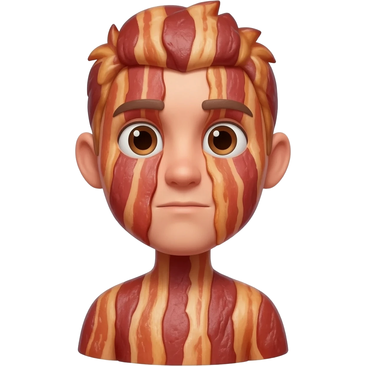 a boy  that has a full body made of bacon emoji