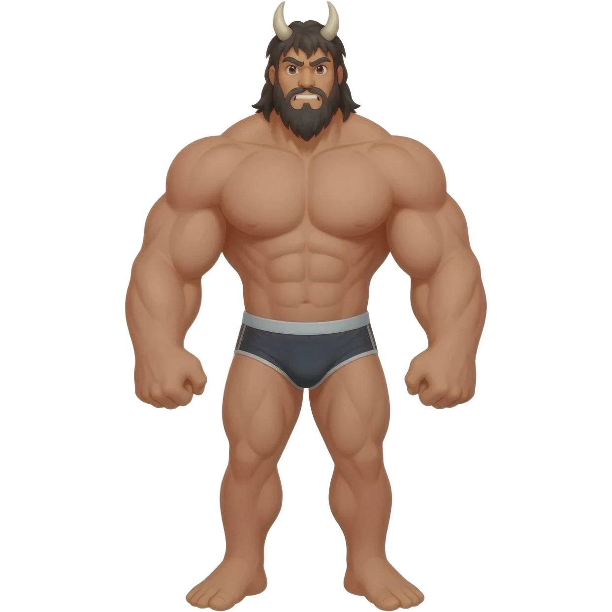 Huge muscular minotaur wearing briefs emoji