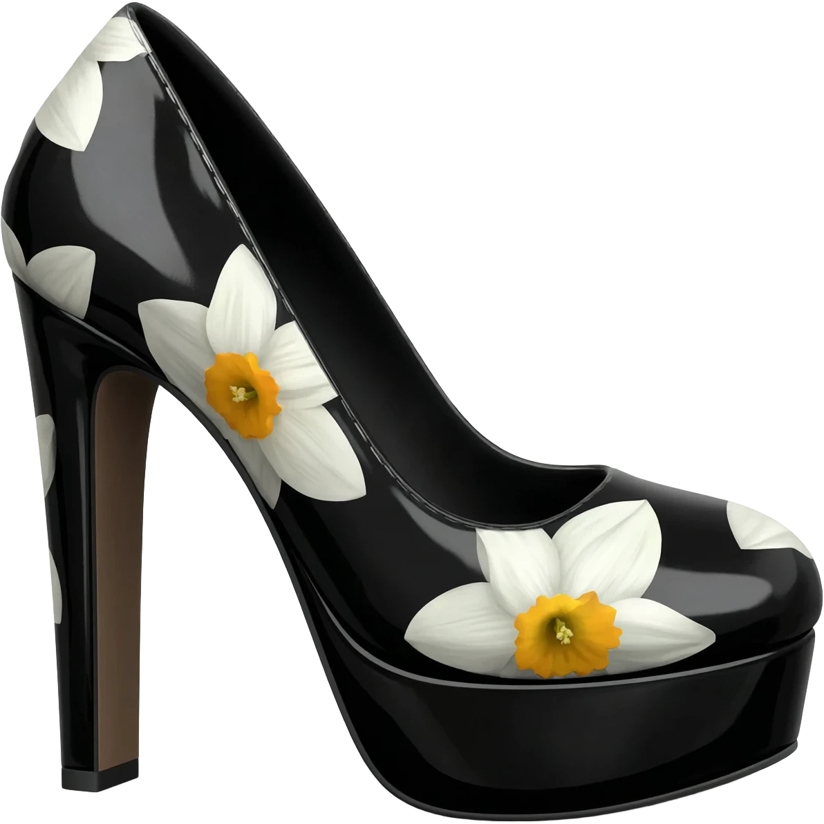 Black Patent Leather Daffodile Platform Heels emoji