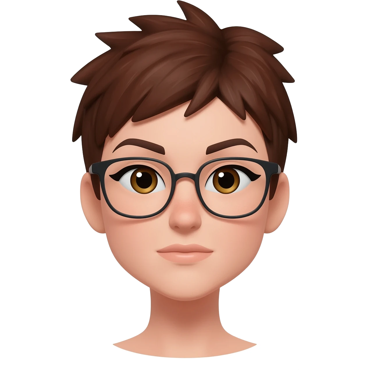 Female very short brown hair few spikes glasses emoji