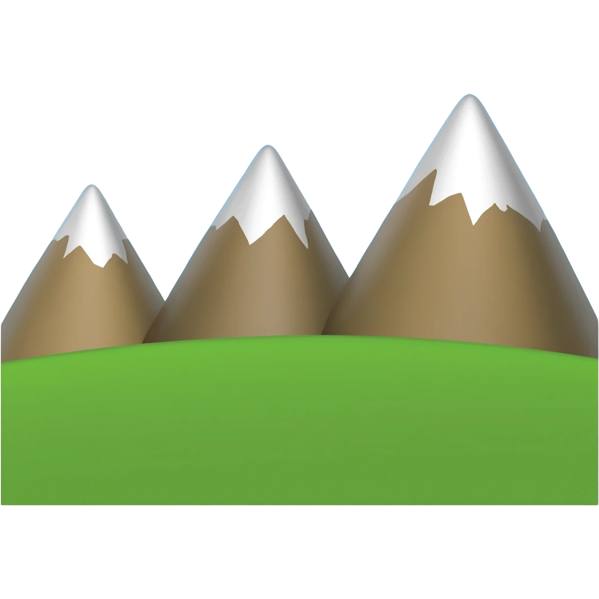 3 mountains, one small, one medium and one big emoji